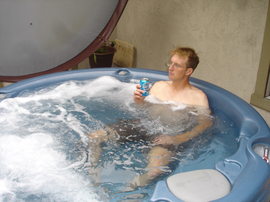 man in a hot tub